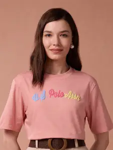 U.S. Polo Assn. Women U.S. Polo Assn. Typography Printed Pure Cotton Oversized T-shirt