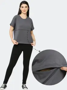 True Shape Round Neck T-shirt With Nursing Zip