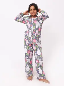 Sleepy tots Girls Graphic Printed Pure Cotton Night Suit