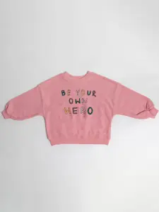 BAESD Girls Typography Cotton Sweatshirt