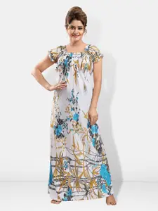 Be You Floral Printed Satin Maxi Everyday Nightdress