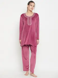 Camey Velvet Kurti & Pyjama Night suit