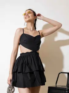 Stylecast X Hersheinbox Black Pure Cotton Fit & Flare Mini Dress