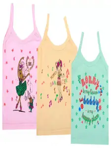 BAESD Girls Pack Of 3 Printed Cotton Camisole