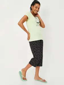 max Women Printed Pure Cotton T-shirt With Capris