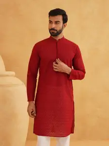 SOJANYA Geometric Embroidered Pure Cotton Straight Kurta