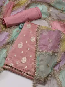 Meena Bazaar Ethnic Motif Woven Design Zari Unstitched Dress Material