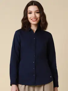 Allen Solly Woman Spread Collar Cotton Regular Fit Curved Formal Shirt
