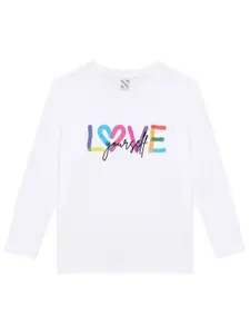 BAESD Girls Typography Printed Round Neck Casual T-shirt