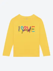 BAESD Girls Typography Round Neck Full Sleeves Regular Fit Cotton Casual T-shirt