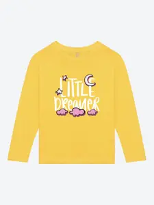 BAESD Girls Typography Round Neck Full Sleeves Regular Fit Cotton Casual T-shirt