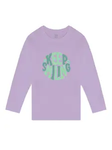 BAESD Girls Typography Printed Round Neck T-shirt