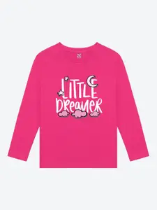 BAESD  Girls Typography Round Neck Full Sleeves Regular Fit Cotton Casual T-shirt