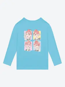 BAESD Girls Long Sleeves Round Neck Printed Applique Cotton Casual T-shirt