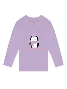 BAESD Girls Graphic Printed Round Neck Full Sleeves Regular Fit Cotton Casual T-shirt