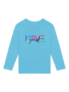 BAESD Girls Long Sleeves Typography Printed Cotton Casual T-shirt