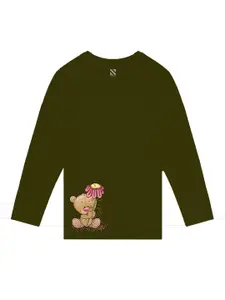 BAESD Girls Graphic Round Neck Full Sleeves Regular Fit Cotton Casual T-shirt