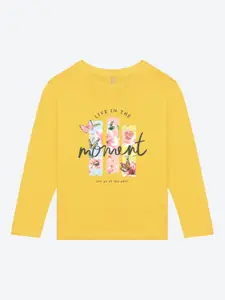 BAESD Girls Long Sleeves Typography Printed Applique Cotton Casual T-shirt