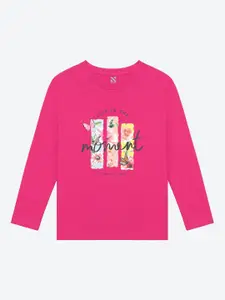 BAESD Girls Long Sleeves Typography Printed Applique Cotton Casual T-shirt