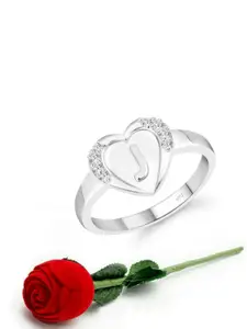 Vighnaharta Rhodium-Plated Stone Studded Finger Ring With Rose Box