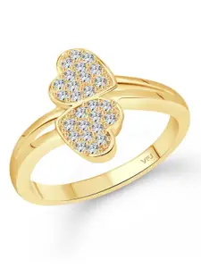 Vighnaharta Gold-Plated Cubic Zirconia-Studded Adjustable Finger Ring