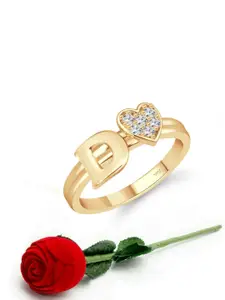 Vighnaharta Gold-Plated Cubic Zirconia-Studded Adjustable Finger Ring