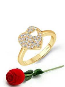 Vighnaharta Gold-Plated CZ-Studded Adjustable Finger Ring