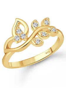 Vighnaharta Gold Plated CZ-studded Finger Ring with Box
