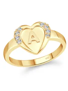 Vighnaharta Gold Plated CZ Studded Finger Ring With Rose Box