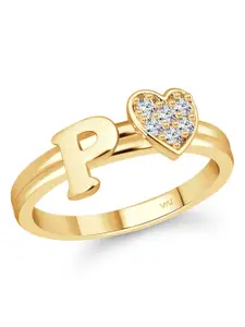Vighnaharta Gold-Plated CZ-Studded Adjustable Finger Ring