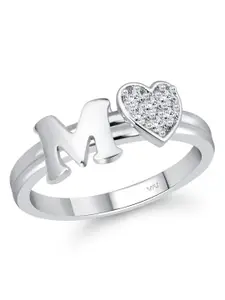 Vighnaharta Rhodium-Plated Cubic Zirconia Studded Adjustable Finger Ring