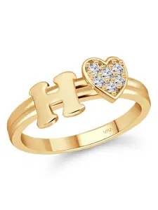 Vighnaharta Gold-Plated Cubic Zirconia Studded Finger Ring With Rose Box