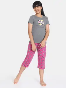 Rosaline by Zivame Girls Hand Wash Printed T-shirt With Capris