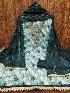 KALINI Ethnic Motifs Digital Printed Zari Unstitched Dress Material