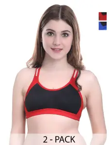 Aamarsh Pack Of 2 Cotton Non Padded Bra &  Mid-Rise Briefs