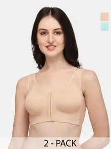 Soie Front Closure Full Coverage Non Padded Non Wired Posture Correction Bra (Pack of 2)