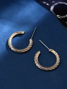 VIRAASI Gold-Plated Contemporary Half Hoop Earrings