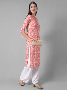 Dollar Missy Ethnic Motifs Printed Beads & Stones Pure Cotton Straight Kurta