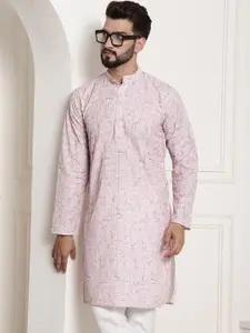 SOJANYA Men Pink Thread Work Kurta