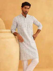 SOJANYA Ethnic Embroidered Sequined Pure Cotton Straight Kurta