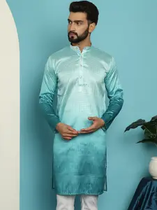 SOJANYA Ethnic Motifs Woven Design Jacquard Mandarin Collar Straight Kurta