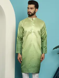 SOJANYA Ethnic Motifs Woven Design Jacquard Mandarin Collar Straight Kurta