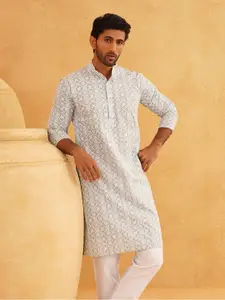 SOJANYA Ethnic Embroidered Sequined Pure Cotton Straight Kurta