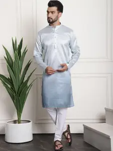 SOJANYA Striped Band Collar Long Sleeves Regular Kurta With Churidar