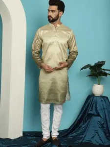 SOJANYA Geometric Woven Design Silk & Cotton Kurta with Churidar