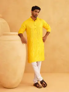 SOJANYA Quirky Embroidered Sequinned Pure Cotton Straight Kurta with Churidar