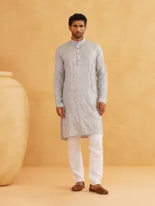 SOJANYA Embroidered Sequinned Pure Cotton Kurta With Churidar