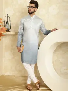 SOJANYA Striped Band Collar Long Sleeves Regular Kurta With Churidar