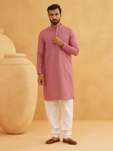 SOJANYA Geometric Embroidered Pure Cotton Kurta With Churidar