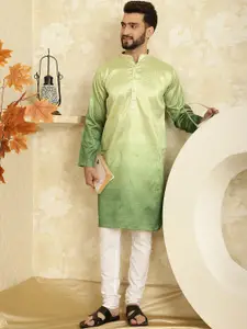 SOJANYA Striped Woven Design Sequinned Jacquard Mandarin Collar Kurta With Churidar